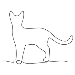 Oneline cute cat continuous single line art vector illustration