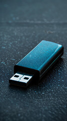 USB Flash Drive on RGB Gaming Keyboard with Cyberpunk Lighting (AI Generated