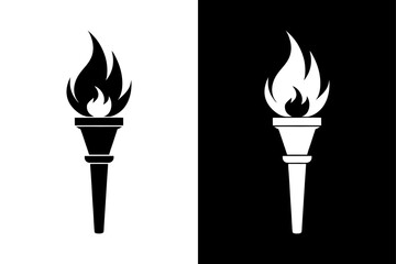 Black and White Flame Torch Silhouette  Perfect for Adventure & Survival Themes.