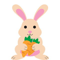 Easter Bunny Hugging Carrot Illustration