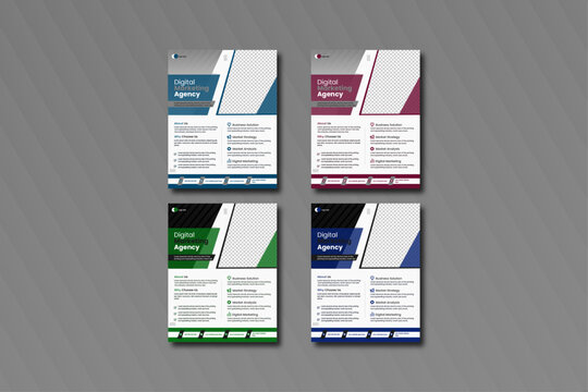 Corporate business flyer template high-quality design set with blue , Green, black, red color. marketing, business proposal, promotion, advertise, publication, . new digital marketing flyer set 
