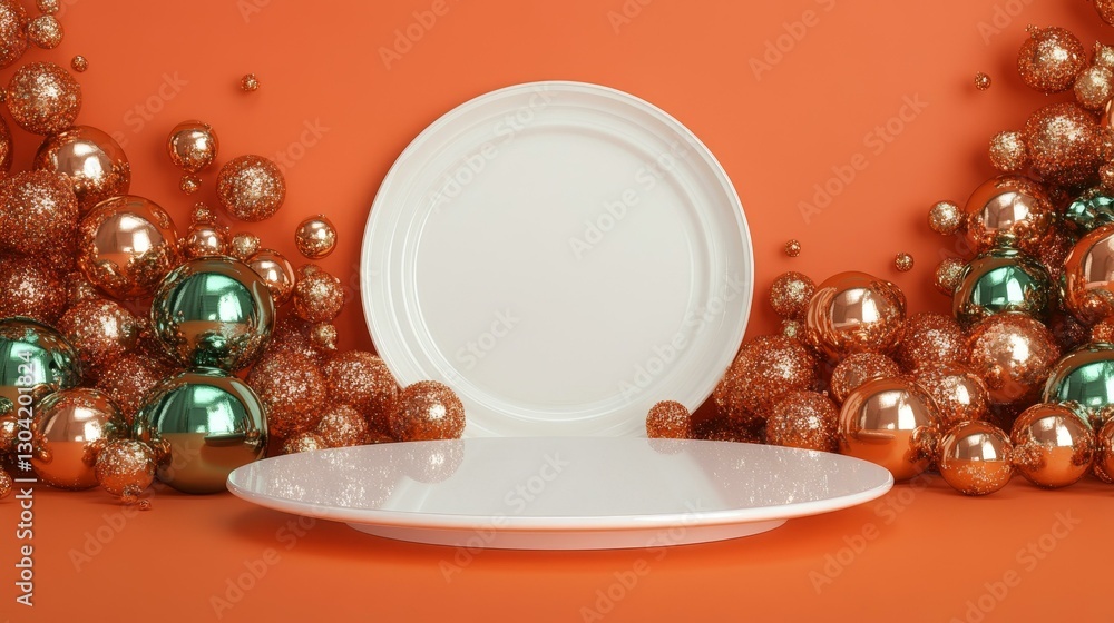 Poster Modern Minimalist Product Display Background with Decorative Balls