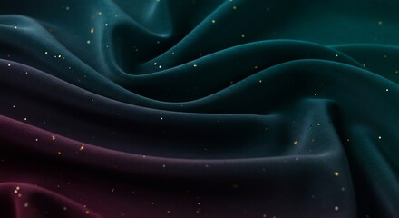 Obraz premium Dark Teal Silk Drape Shimmers Softly Subtle Gradient Elegant Texture. AI Generated