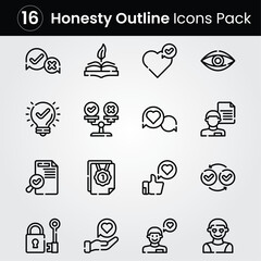 Honesty line editable icon set. Editable stroke. Vector illustration.