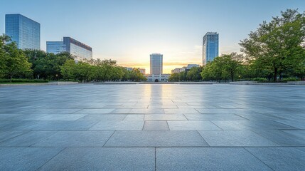 Fototapeta premium Modern City Square at Sunrise
