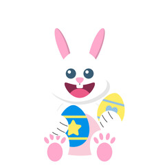 Easter Bunny Hugging Egg Illustration