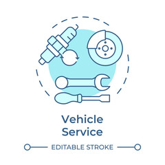 Obraz premium Vehicle service soft blue concept icon. Car repair, maintenance. Transport management. Round shape line illustration. Abstract idea. Graphic design. Easy to use in infographic, presentation