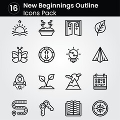 New Beginnings line editable icon set. Editable stroke. Vector illustration.