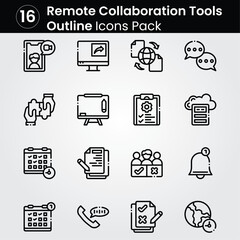 My Remote Collaboration Tools line editable icon set. Editable stroke. Vector illustration.