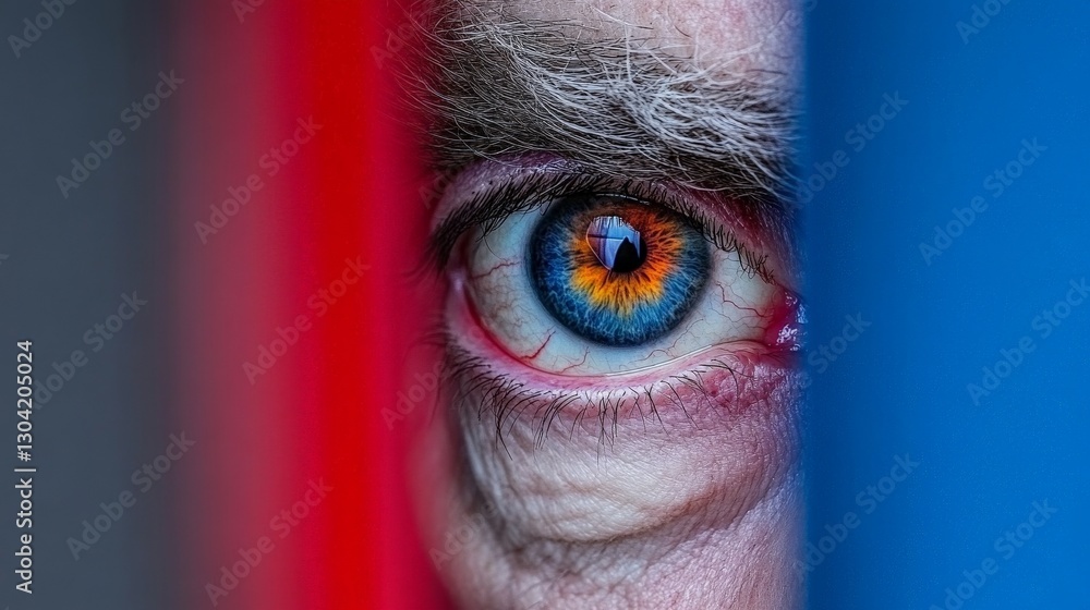Aufkleber close-up view of an eye with unique color patterns and textures