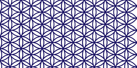 Fototapeta premium abstract seamless pattern. Orient Blue Floral Pattern Design. Violet crossing circles on white background. Abstract floral pattern in Arabic style. Simple design for print and web.