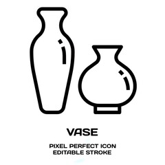 Vase symbol, featuring an editable stroke outline icon isolated on white background flat vector illustration. Pixel perfect