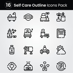 My Self Care Outline Icons Pack File