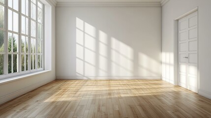 Empty Room with Sunlight and Large Window