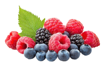 Colorful pile of berries fruit, isolated background