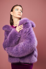 violet fur jacket
