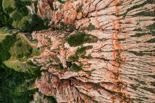 Red rocky slopes Rapa Rosie is a protected geological and floristic reservation area near Sebes alba in Romania