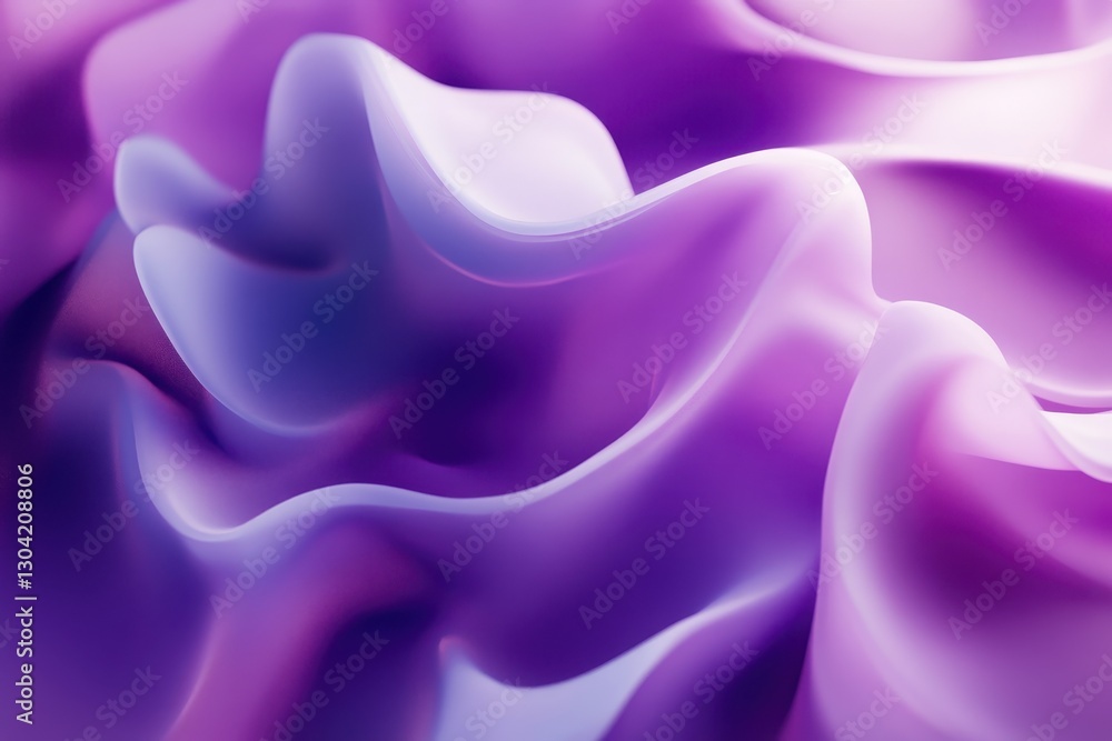 Poster surreal waves of purple fabric flow gracefully, creating a mesmerizing dance of colors and textures 