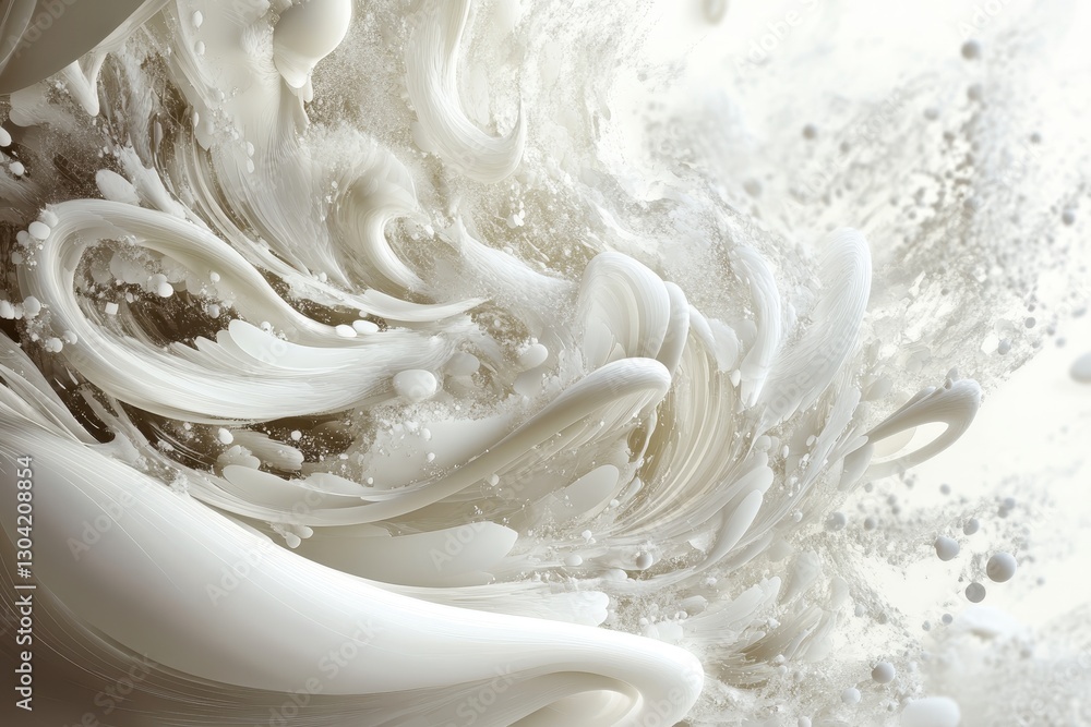 Poster captivating swirls of cream and foam rise elegantly, reflecting light in an abstract dance of textur