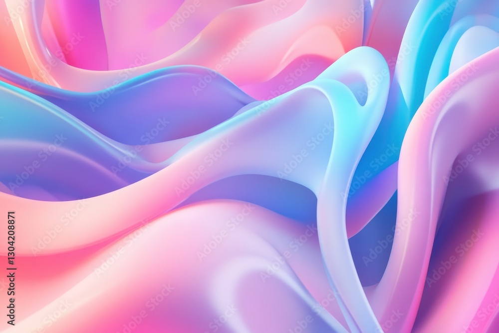 Poster colorful flowing waves create a mesmerizing abstract art piece in soft pastel hues suitable for digi
