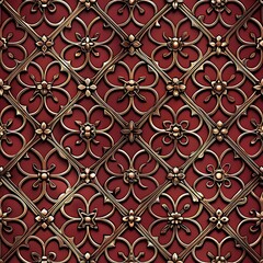 Red background with gold flowers. Seamless Pattern. Pattern. Background. Vector. Illustration