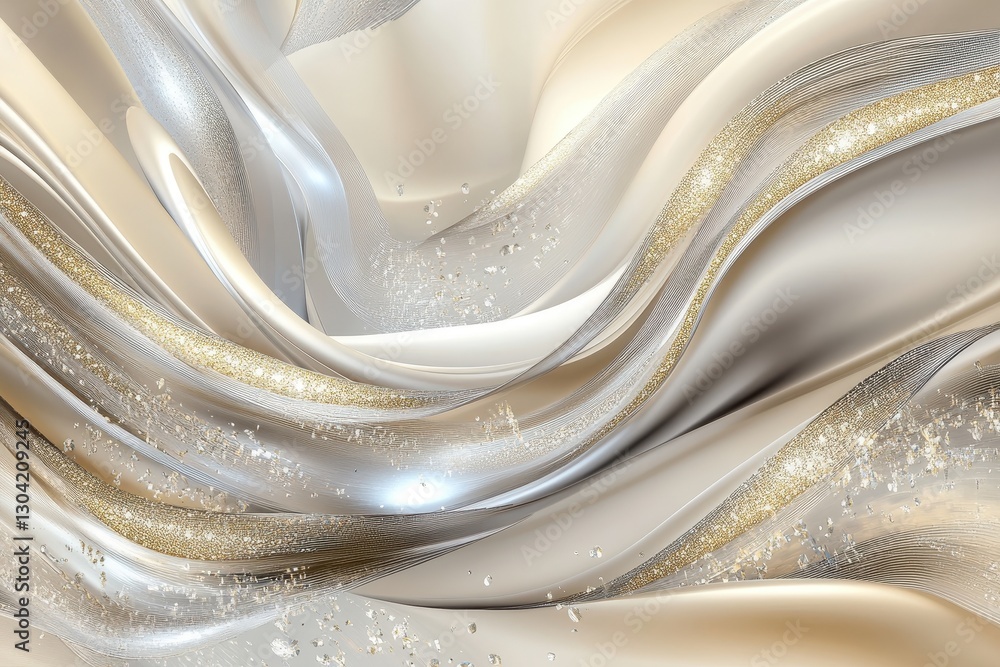 Poster elegant swirls of gold and silver create a mesmerizing abstract composition full of depth and light.