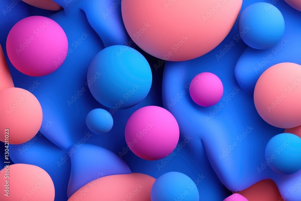 Poster colorful abstract composition of vibrant spheres and flowing forms in a dynamic display of artistic 