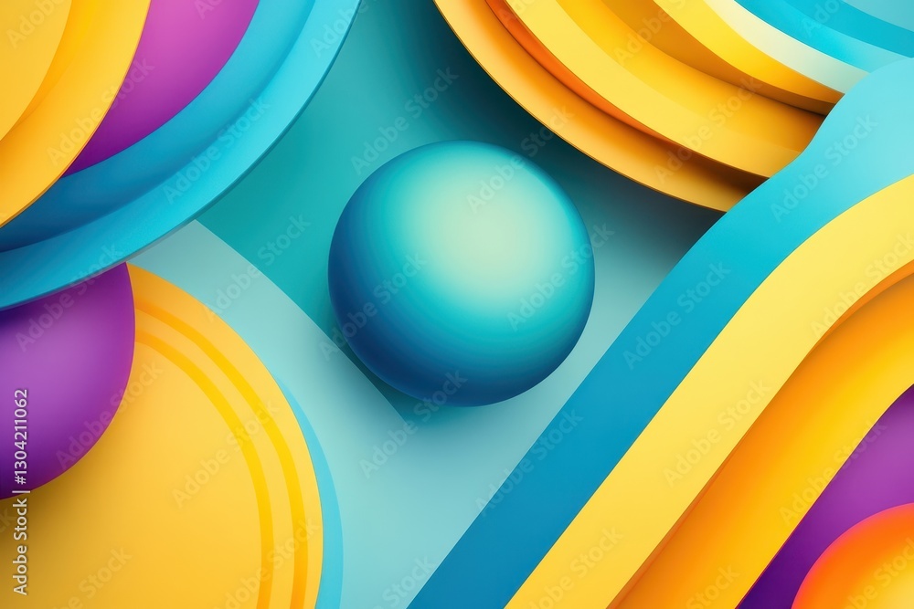 Poster colorful abstract composition with vibrant shapes and gradients in a playful arrangement. generative