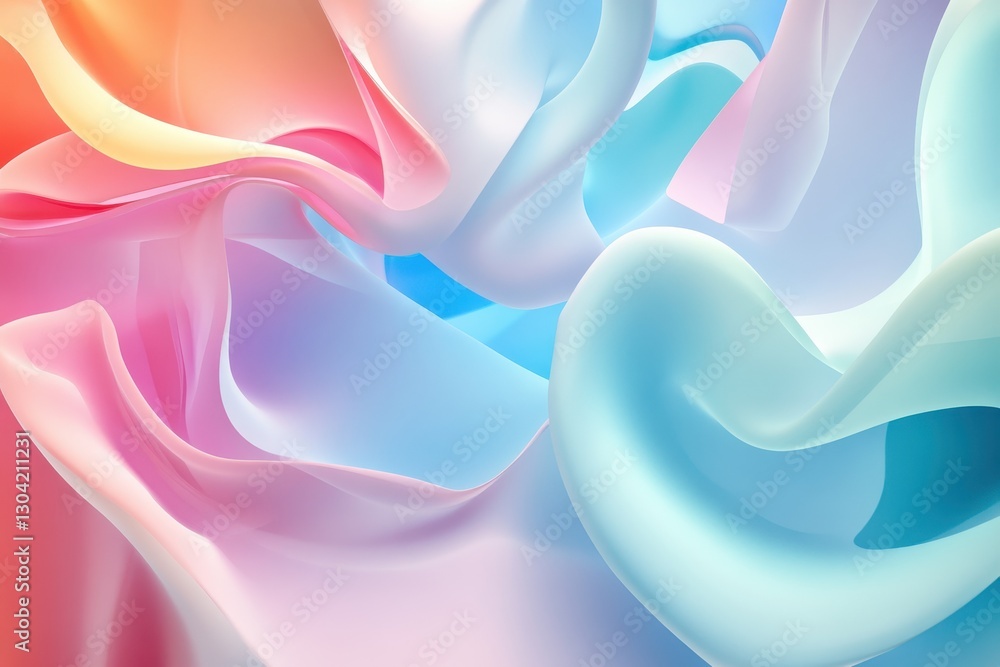 Poster soft flowing fabric intertwines in a dance of pastel colors illuminating subtle textures and light p