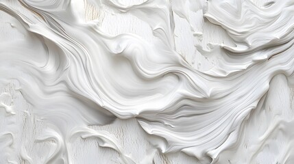Fototapeta premium Vibrant white paint fluid flowing on a white background, creates a visual effect, generative AI