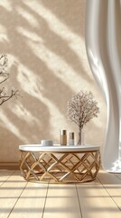 Fototapeta premium Elegant Modern Coffee Table Interior Design