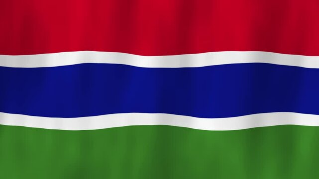 The Gambia flag country animation 3D symbol design waving in wind movement national patriotism world culture emblem banner republic West Africa stripes red blue white green