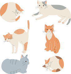 猫たちの可愛いポーズイラストセット