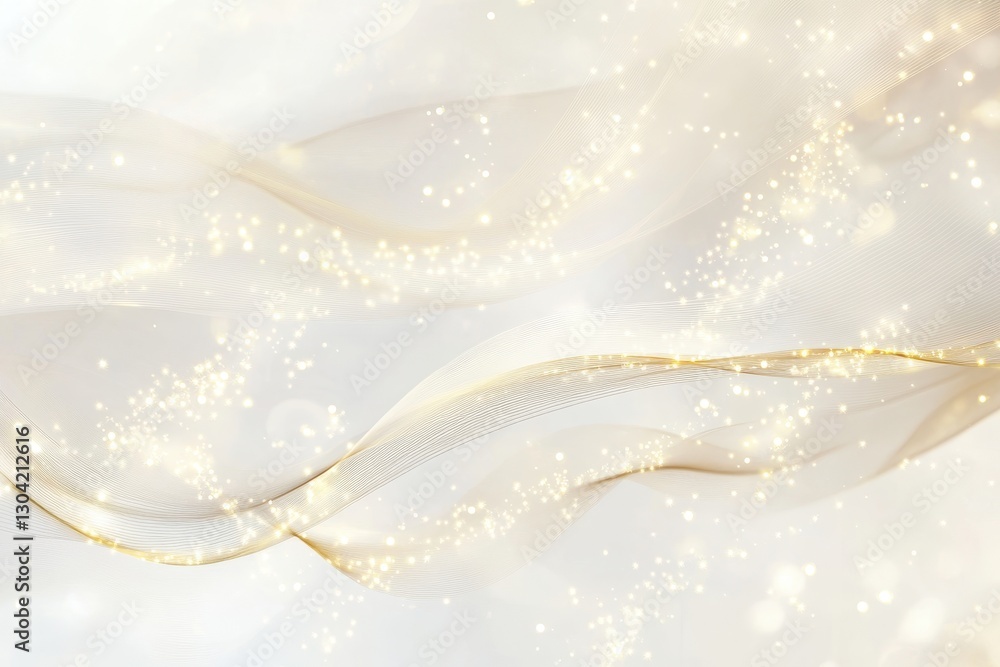 Poster soft golden waves dance gracefully while shimmering sparkles illuminate the serene fabric backdrop i