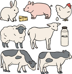 かわいい農場動物イラストセット