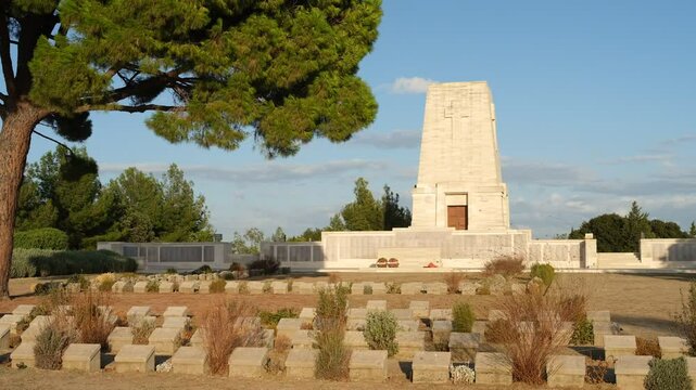 Canakkale, Turkey - 10.14.2024: View of the Lone Pine Anzac Memorial. At The Gallipoli Battlefield in Gallipoli, Turkey. 4K Video