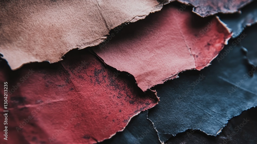 Poster A close-up of torn paper, showcasing the delicate texture and raw, fragmented edges, perfect for adding an element of texture and intrigue to design projects.