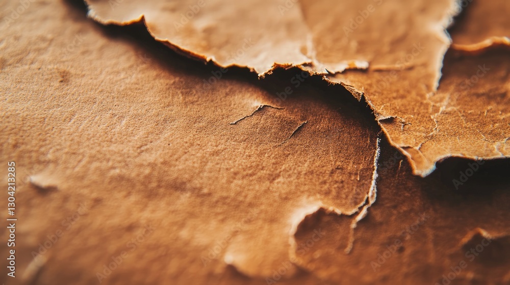 Poster A close-up of torn paper, showcasing the delicate texture and raw, fragmented edges, perfect for adding an element of texture and intrigue to design projects.