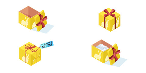 ISOMETRIC EASTER GIFT BOX - YELLOW BOX