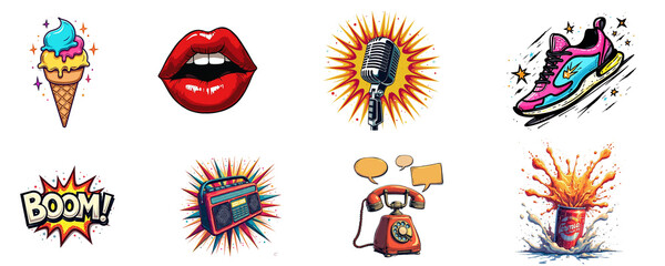 Pop Art Clipart Collection PNG Bundle.