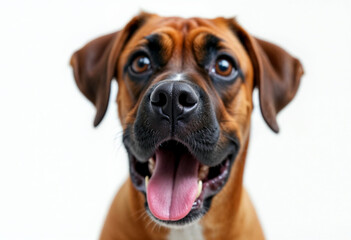 Obraz premium Surprised dog against blue background