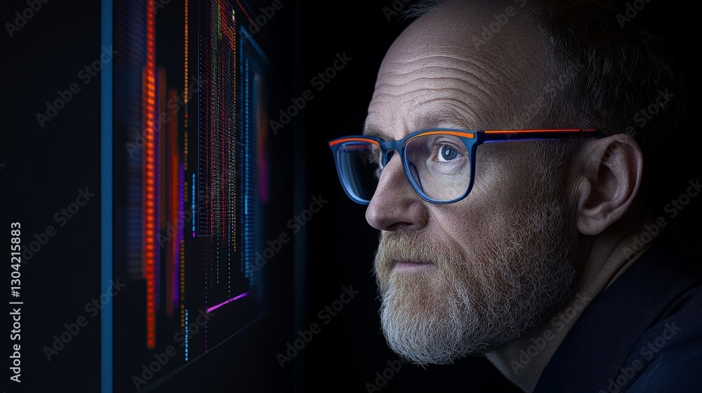 Aufkleber intense focus on data visualization by professional data analyst