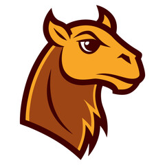 Obraz premium Bactrian Camel head mascot logo design vector