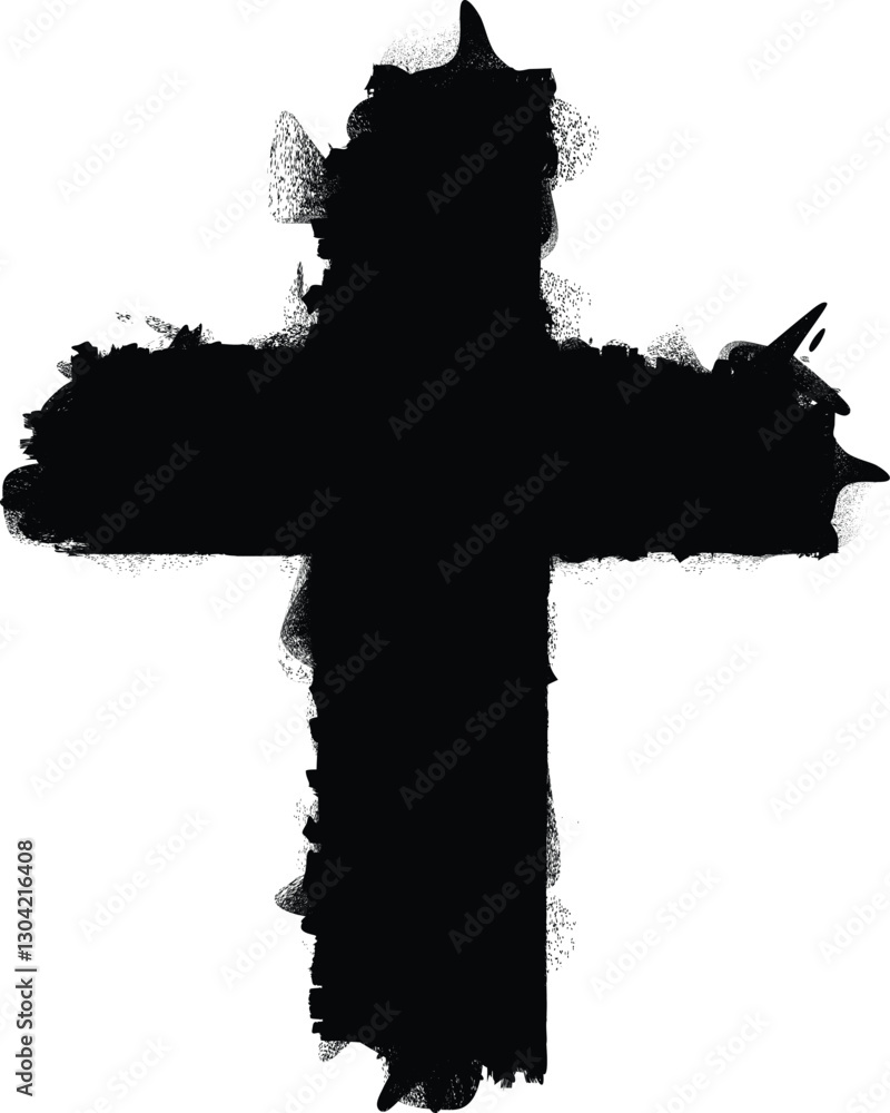 Aufkleber textured religion cross . christian cross . vector cross with rough edges