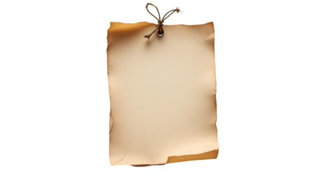 Blank old brown paper tag transparent background, PNG ideal for vintage design projects, gift labels, or rusticthemed crafts, adding a touch of nostalgia.
