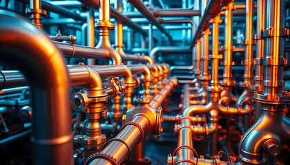 Industrial Precision: Close-Up of a Durable Metal Gas Pipeline