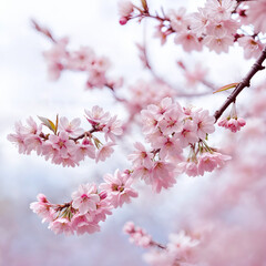 Obraz premium spring landscape featuring cherry blossoms in full bloom.