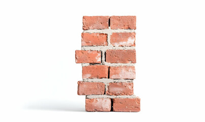 Obraz premium Stacked Red Bricks with Texture Against White Background