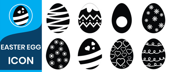 Easter eggs, Easter day festival icon set, ostern egg icons with decoration patterns symbols collection, logo isolated vector illustration. Easter eggs set. Spring linear egg icons.
