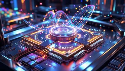 digital illustration of the dazzlingly complex quantum computer